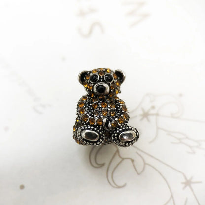 Damen-Charm-Anhänger Teddybär braun Perlen süß aus Sterlingsilber