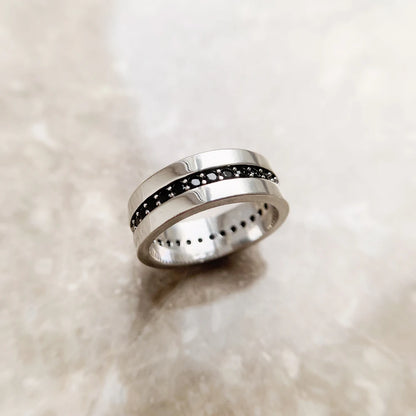 Damen-Ring Eternity klassisch schwarz aus Sterlingsilber