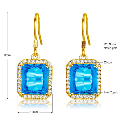 Damen-Ohrhänger Tropfenform Mit Blauem Topas Aus Silber 925 Hochwertiger Brautschmuck