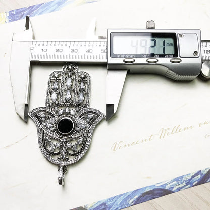 Fatima-Hand Anhänger 925 Sterlingsilber mit schwarzem Stein, vollständig mit Öse