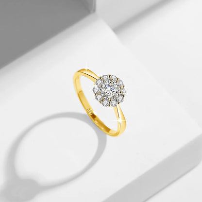 Damen-Ring Mit Moissanit 0,5 Karat Blüten-Design Aus Sterlingsilber 925 Schmuck Geschenk