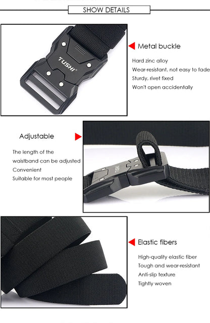 Unisex-Gürtel Aus Elastischem Nylon Mit Metall-Schnalle Und Schnellverschluss, Universell Verstellbar