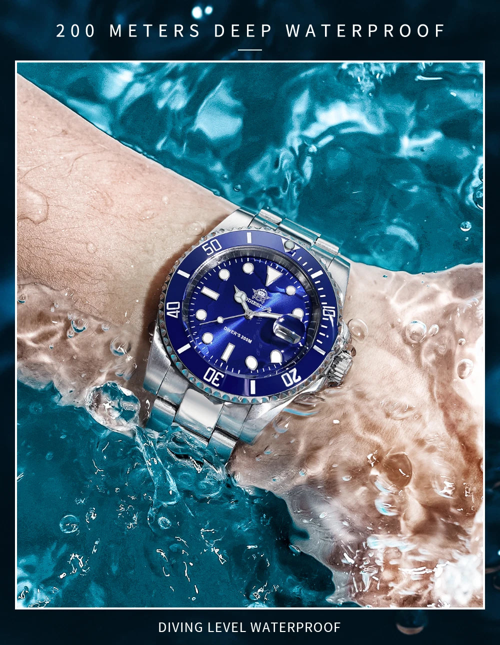 ADDIESDIVE TOP Men Classic Watch 316L Stainless Steel 200M Waterproof C3 Super Luminous Sport Luxury Quartz Watch Reloj Hombre