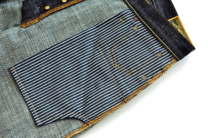 Herren Jeans im Vintage-Stil aus Selvedge Raw Denim mit Silber-überzogenen Knöpfen