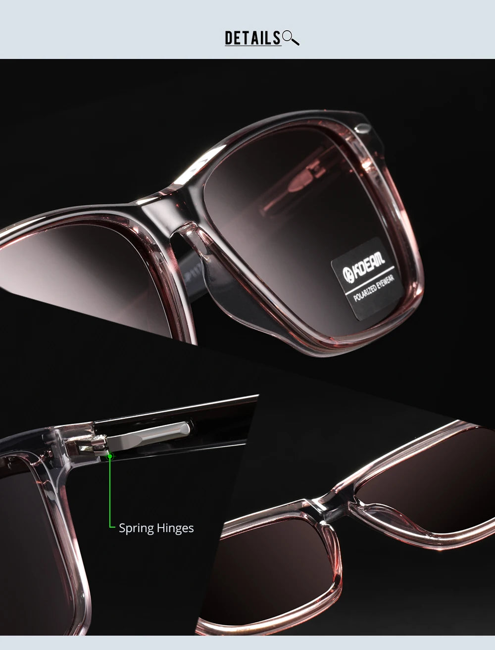 Sonnenbrille quadratisch polarisiert TR90 Federgelenk Unisex