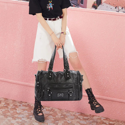 Damen-Schultertasche aus PU-Leder mit Top-Griff und extrem großem Fassungsvermögen für Alltag