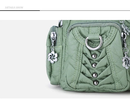 Damen-Satchel-Handtasche aus PU-Leder mit Reißverschluss und viel Stauraum für Alltag und Freizeit