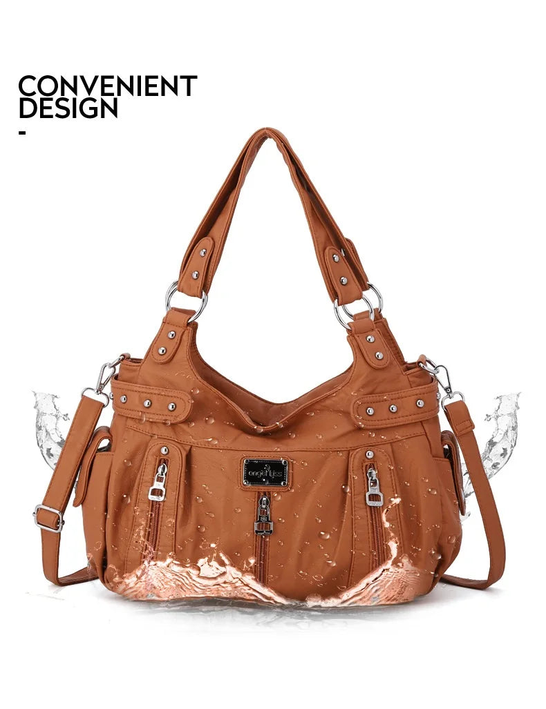 Damen-Schultertasche aus PU-Material Mit Großem Fassungsvermögen und Reißverschluss für Alltag und Freizeit