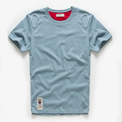 Männer T-Shirt aus Baumwolle im einfarbigen Design mit klassischem O-Ansatz
