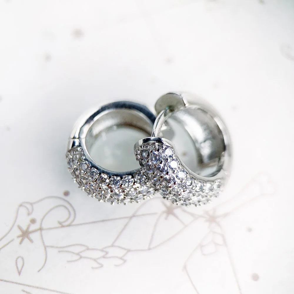 Damen-Creolen weiss Pave Scharnier 925 Sterlingsilber