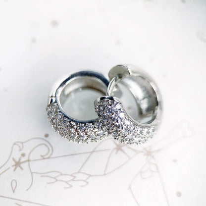 Damen-Creolen weiss Pave Scharnier 925 Sterlingsilber
