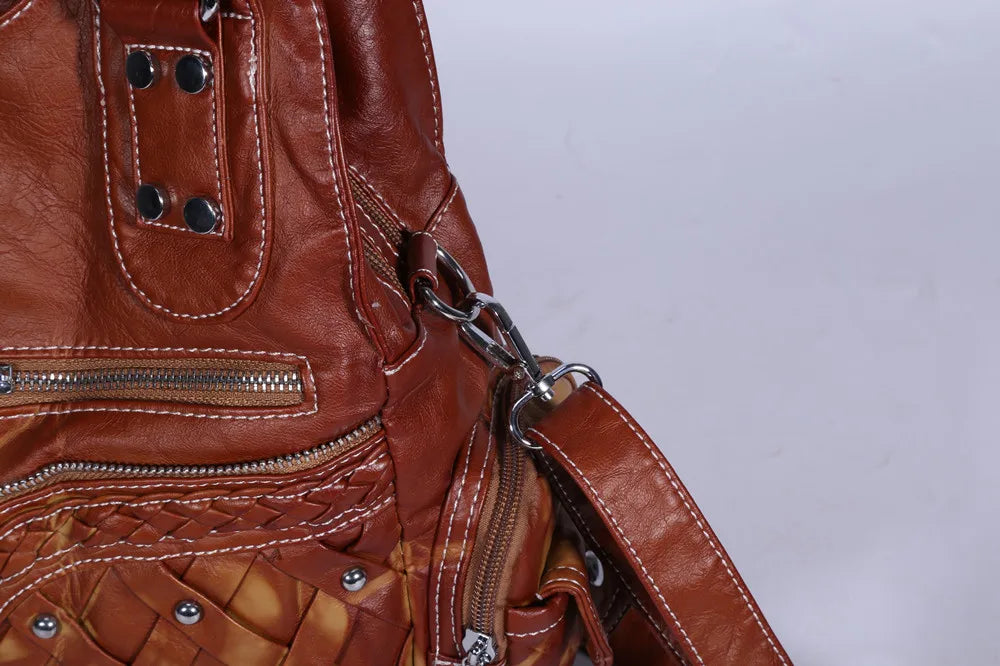 Damen-Umhängetasche aus PU mit Mehrfachtaschen und Reißverschluss Großes Hauptfach