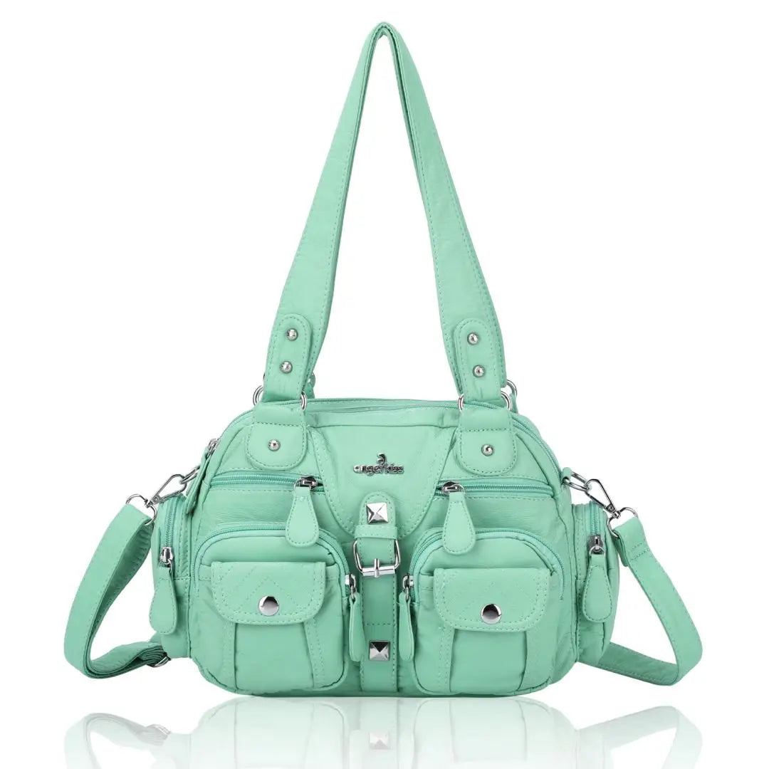 Damen-Schultertasche aus PU-Leder in kompakter Bauweise mit Angenehmer Haptik und Mehrfachfächern