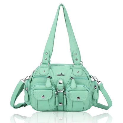 Damen-Schultertasche aus PU-Leder in kompakter Bauweise mit Angenehmer Haptik und Mehrfachfächern