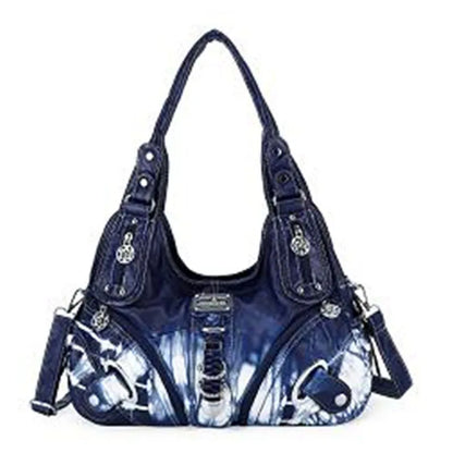 Damen-Schultertasche Großes Fassungsvermögen Mit Tie-Dye Muster Und Griff Im Vintage-Stil Für Alltag Und Freizeit