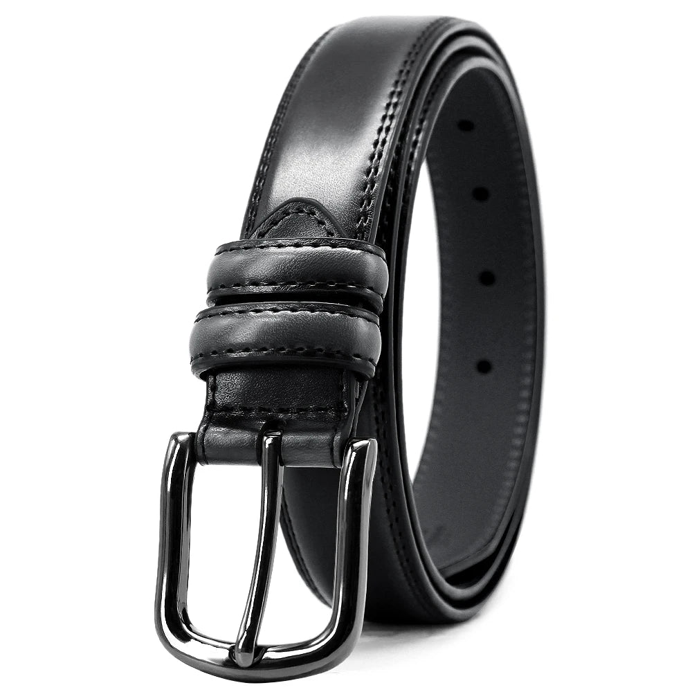 Herren Echtleder-Gürtel Jeans Cowskin Casual Business 3,5 cm Automatik-Schnalle