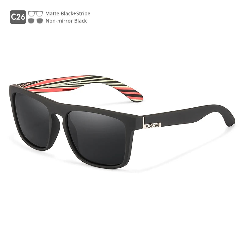 Sonnenbrille quadratisch flaches Top polarisiert Spiegel Hartschale Herren