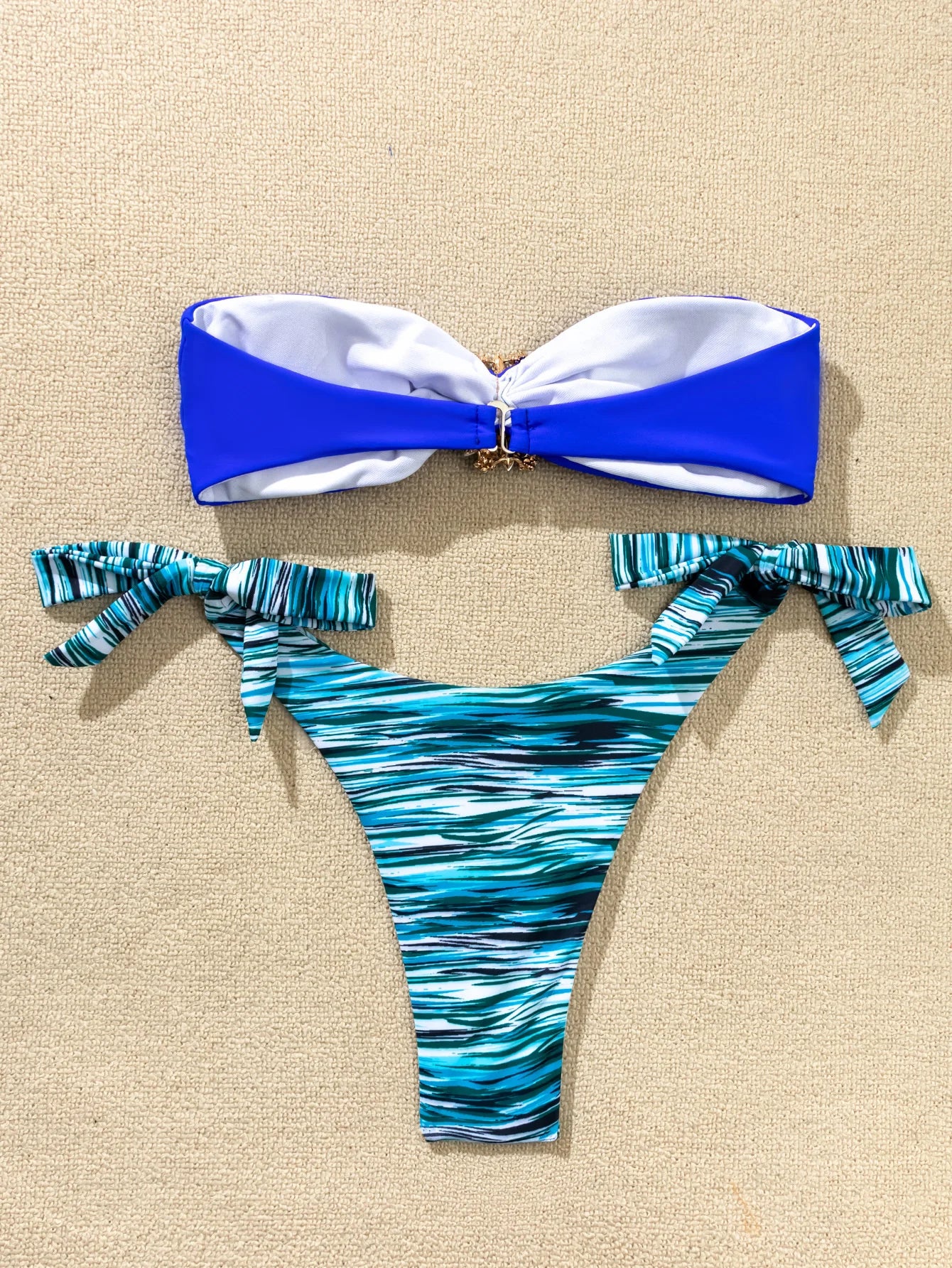 Plaid Bikini-Set für Damen mit Push-up-Effekt – ideal für Strand und Pool