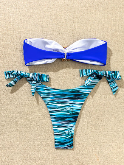 Plaid Bikini-Set für Damen mit Push-up-Effekt – ideal für Strand und Pool