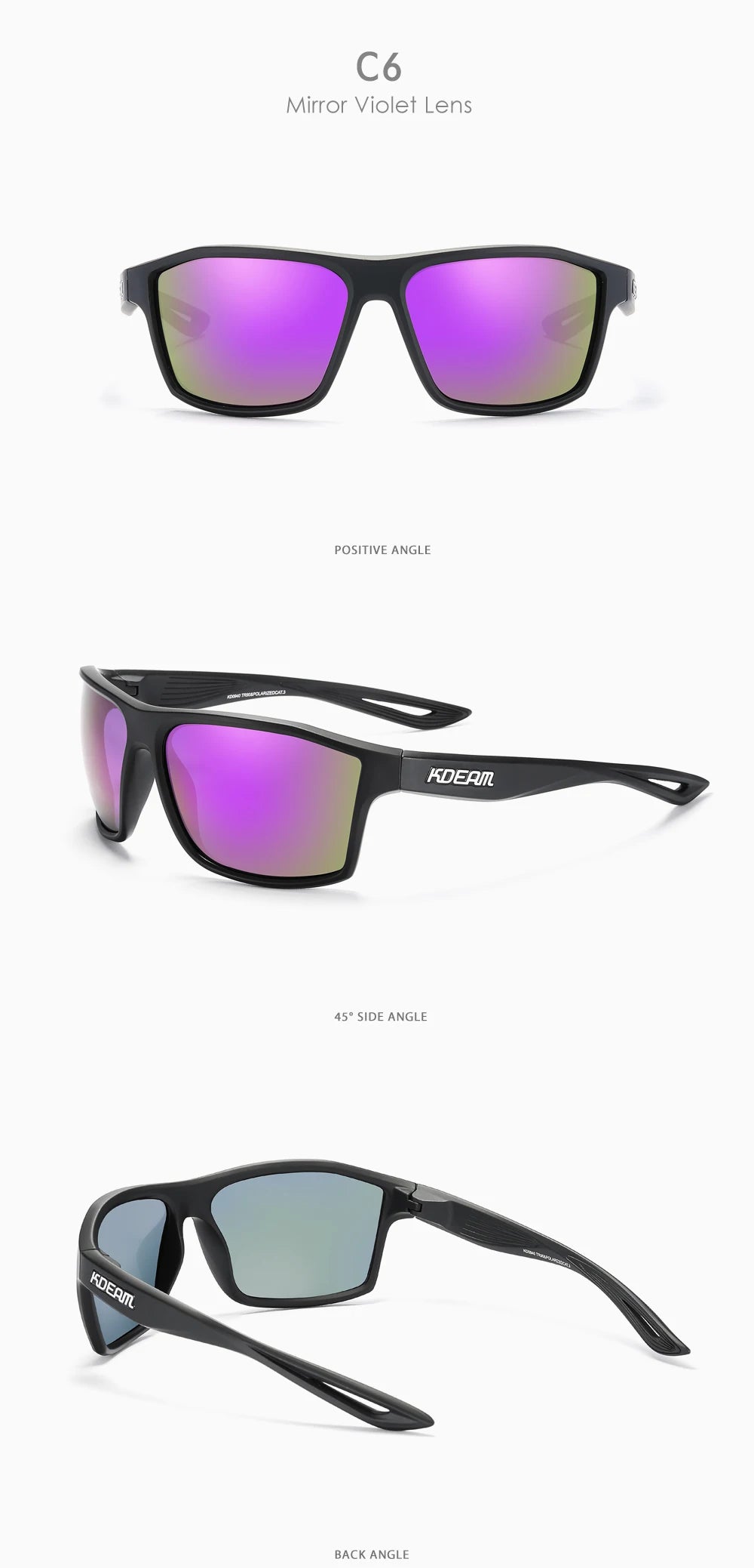 Sonnenbrille quadratisch polarisiert 65mm Outdoor Angeln Sport Herren