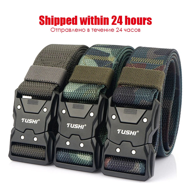 Herren-Taktischer Gürtel aus 1200D Nylon mit Schnellverschluss und robuster Metall-Schnalle, Breite 3,8 cm