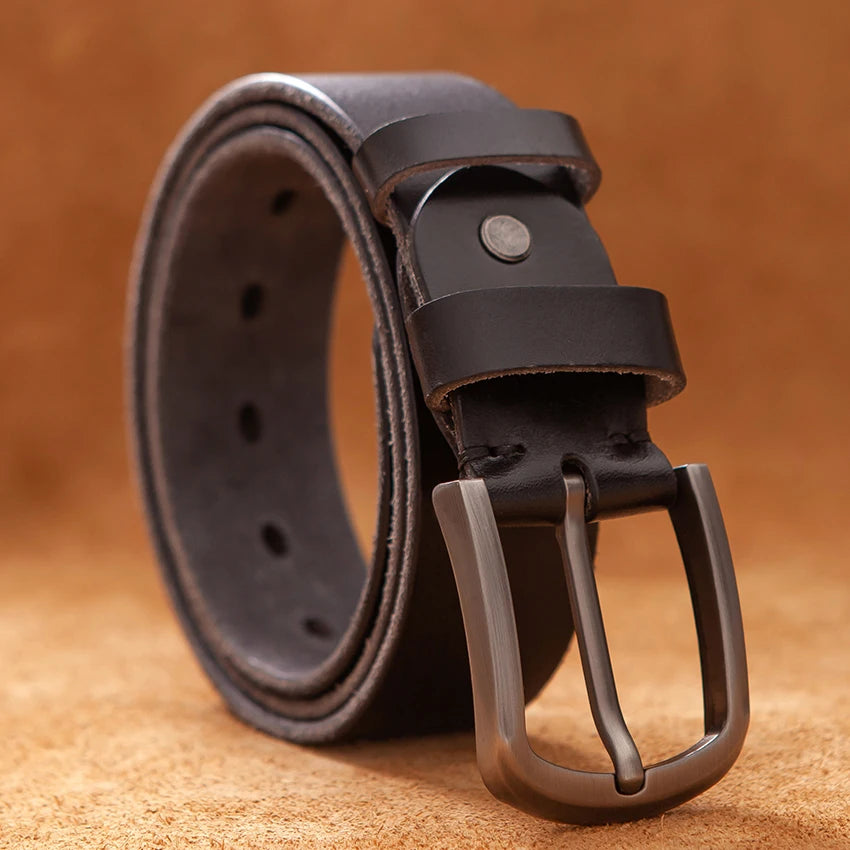 Herren Echtleder-Gürtel Vintage Cowboy-Stil 3,8 cm Rindsleder Braun Luxus Designer