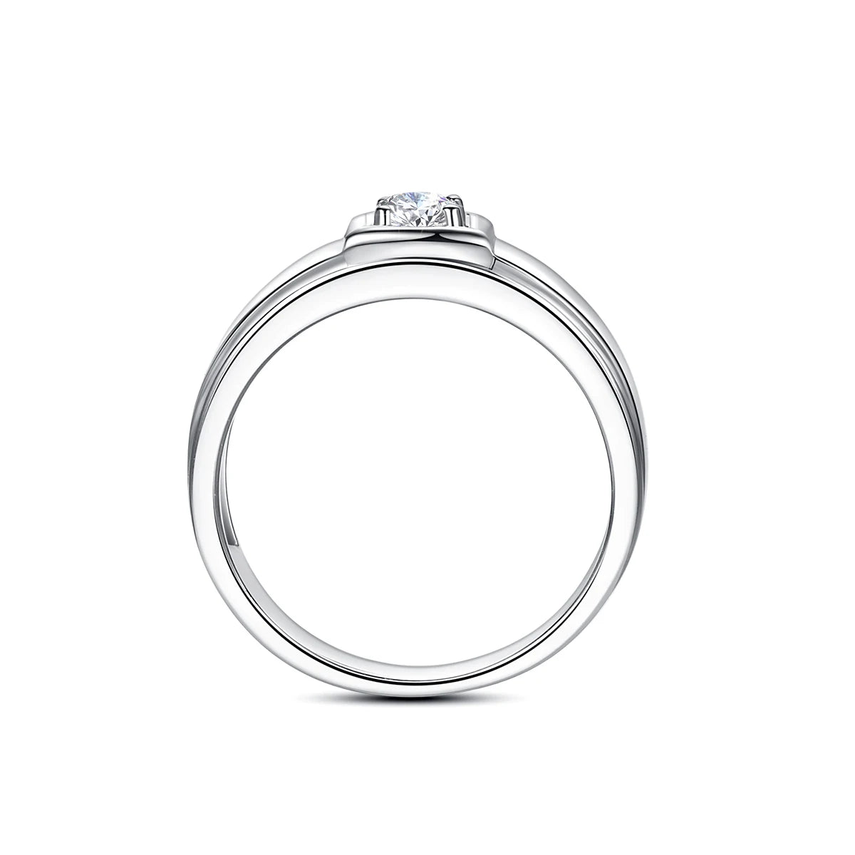 Herren-Verlobungsring aus Sterling Silber 925 mit Moissanit Stein 0,4 Karat Zertifiziert