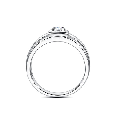 Herren-Verlobungsring aus Sterling Silber 925 mit Moissanit Stein 0,4 Karat Zertifiziert