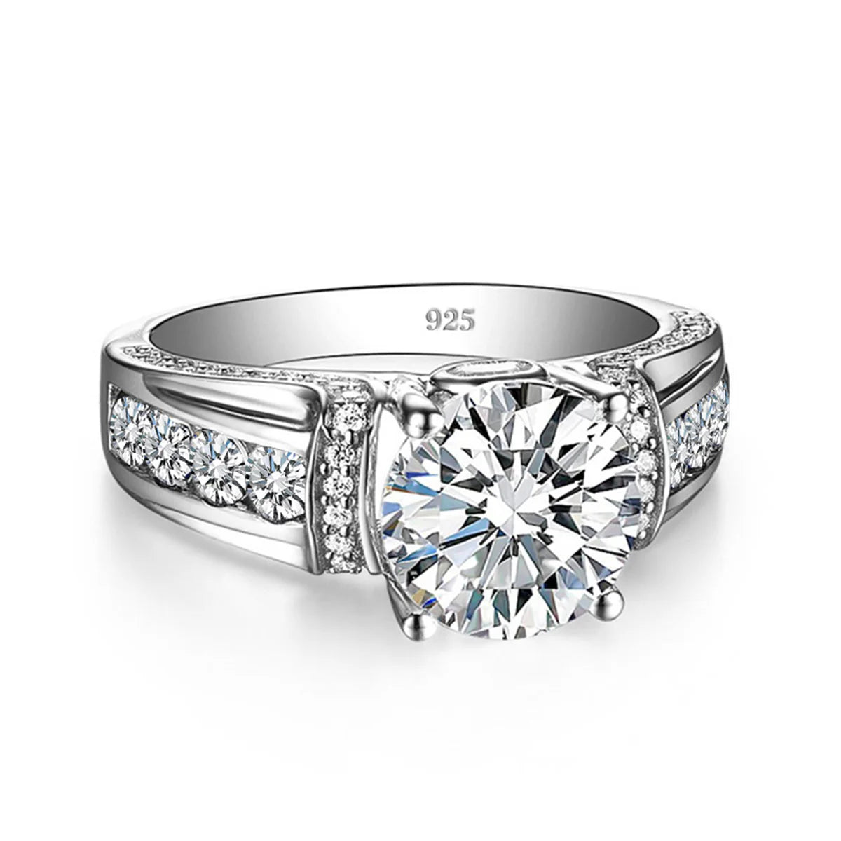 Damen-Ring Moissanit 2 Karat aus Silber 925 Edler Verlobungs- und Hochzeitsring Schmuck Geschenk