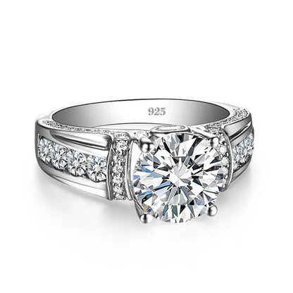 Damen-Ring Moissanit 2 Karat aus Silber 925 Edler Verlobungs- und Hochzeitsring Schmuck Geschenk