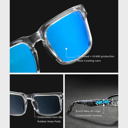 Sonnenbrille quadratisch polarisiert Reißverschlussetui 30 Farben Unisex