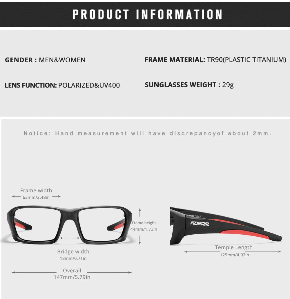 Sonnenbrille Sport TR90 polarisiert Wandern Angeln Reißverschlussetui Herren