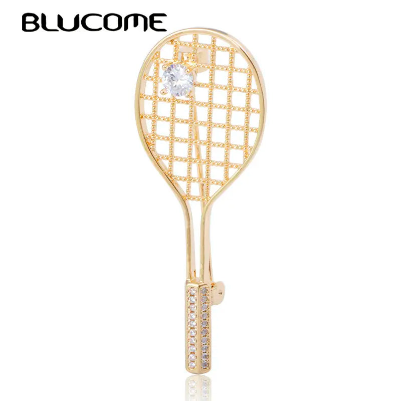 Brosche Badminton Schläger Kupfer Zirkon Sport Mode Damen