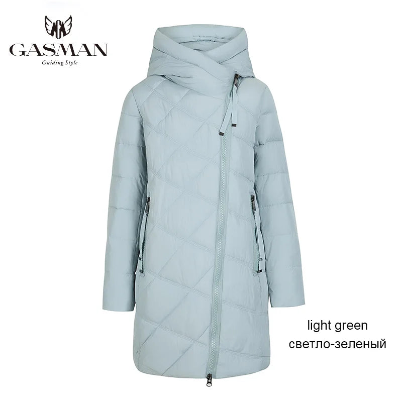 Lange Damen-Winterjacke mit Reißverschlusstaschen und Gürtel – hochwertige Parka-Oberbekleidung