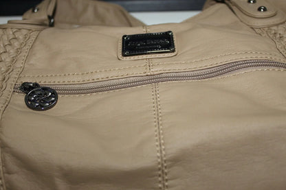 Damen-Schultertasche Aus PU-Leder Mit Reißverschluss Und Innenfächern Großes Stauraumvolumen