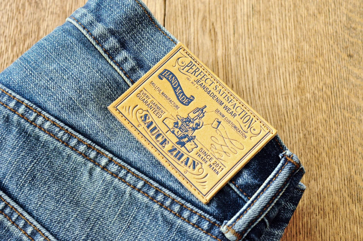 Herren Jeans im Used-Look mit Schnurrbart-Effekt aus Selvedge-Denim