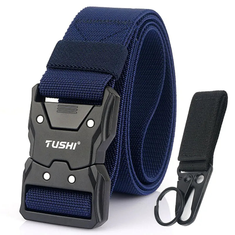 Unisex-Gürtel Aus Elastischem Nylon Mit Metall-Schnalle Und Schnellverschluss, Universell Verstellbar