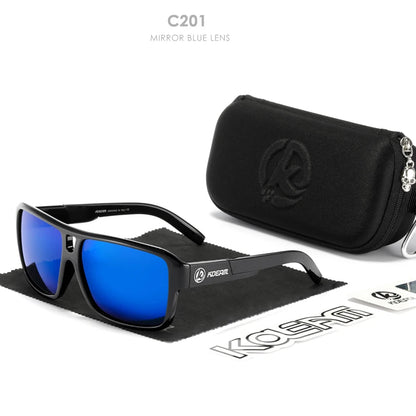 Sonnenbrille quadratisch übergroß polarisiert Blitzspiegel Hartbox Herren