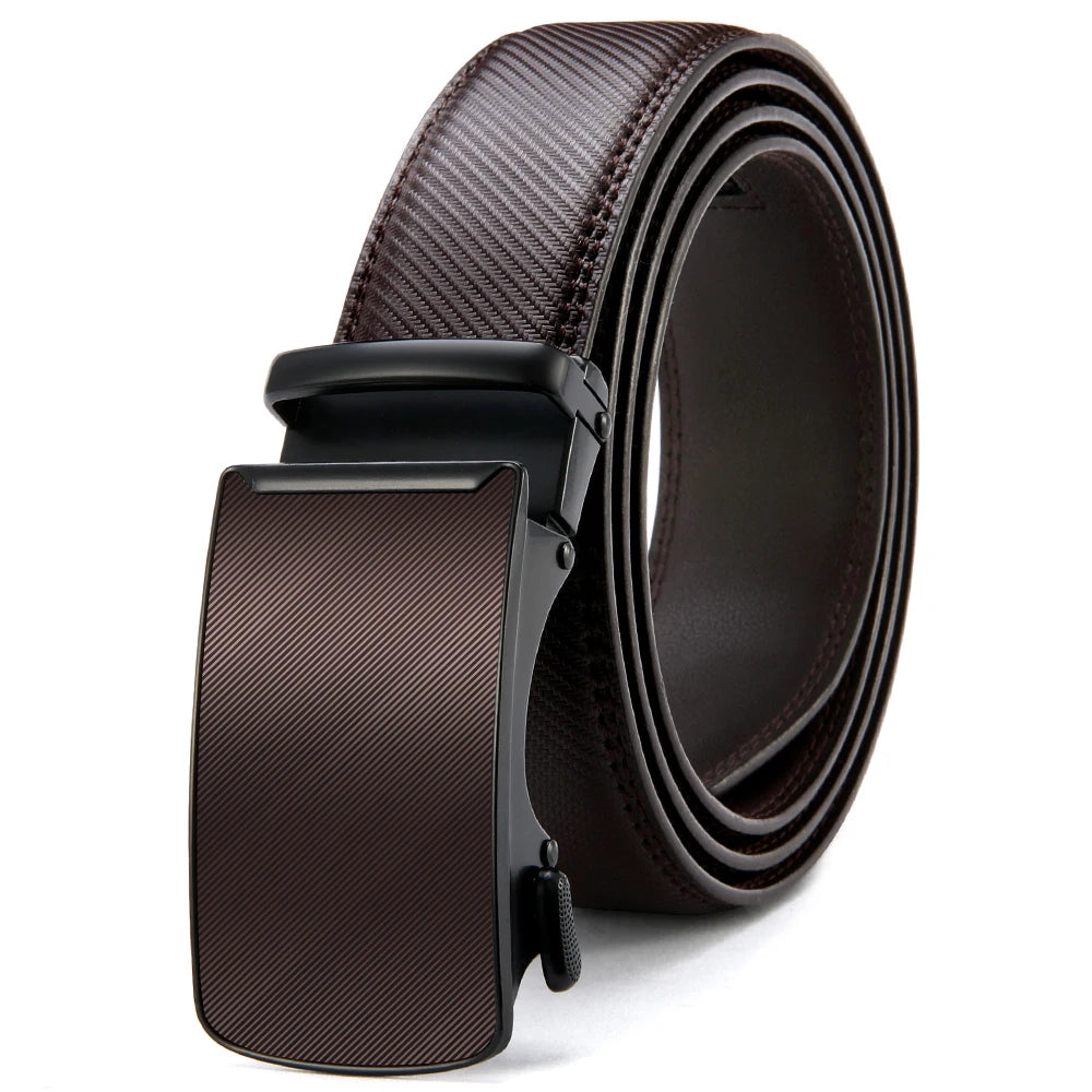 Herren Echtleder-Gürtel 3,4 cm Automatik-Schnalle Business Leisure Rindsleder
