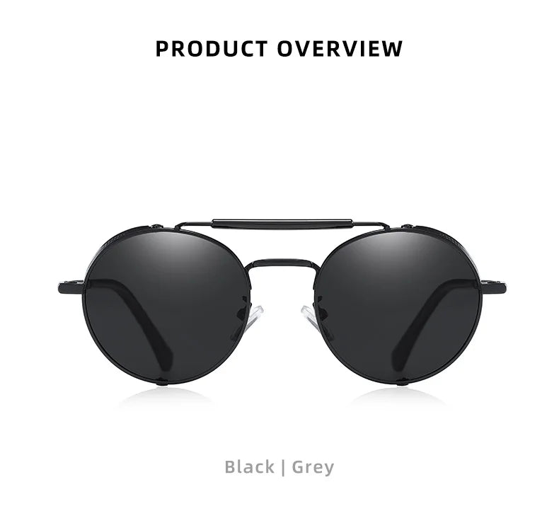 Sonnenbrille Steampunk rund polarisiert UV400 Vintage Herren Damen