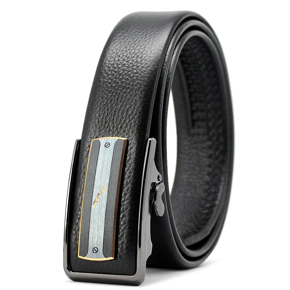 Herren Ratchet Ledergürtel 3,5 cm Automatik-Schnalle abriebfest Innenriemen