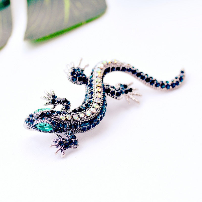 Brosche Eidechse Gecko Strass Vintage Metall Kleidung Party Damen