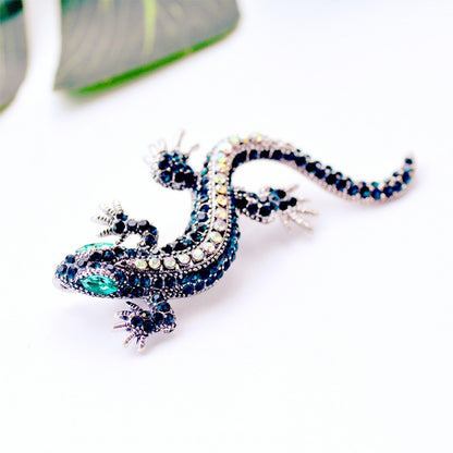 Brosche Eidechse Gecko Strass Vintage Metall Kleidung Party Damen
