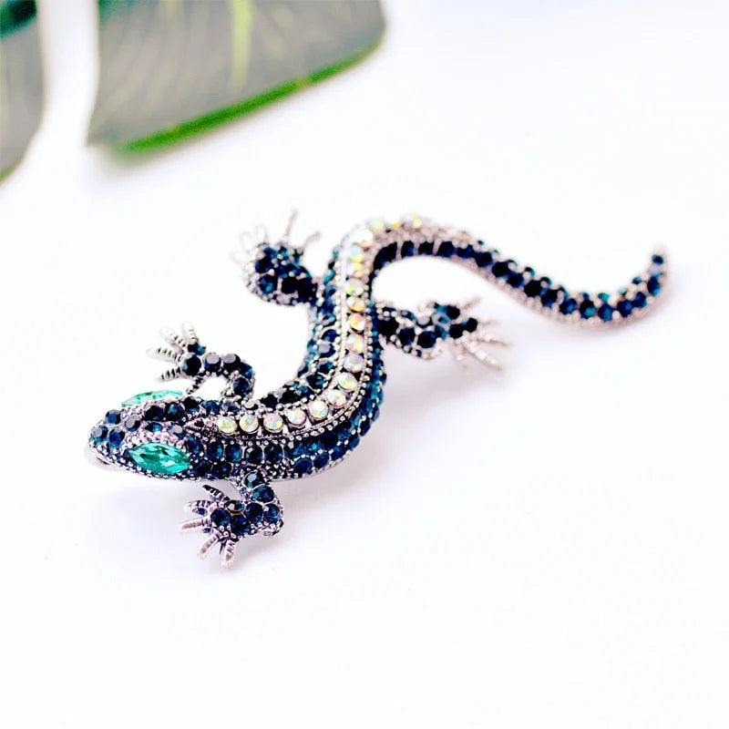Brosche Eidechse Gecko Strass Vintage Metall Kleidung Party Damen