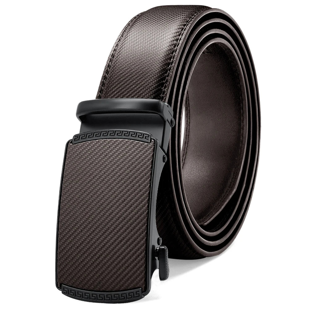 Herren Echtleder-Gürtel Luxus 3,5 cm Automatik-Schnalle Rindsleder Verstellbar