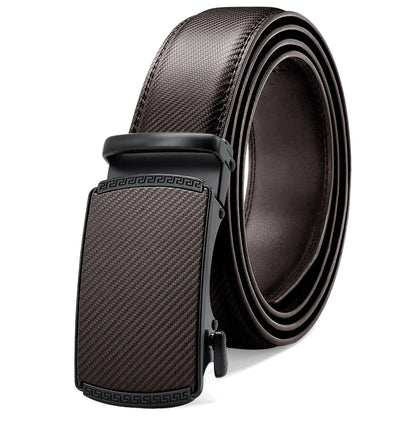 Herren Echtleder-Gürtel Luxus 3,5 cm Automatik-Schnalle Rindsleder Verstellbar
