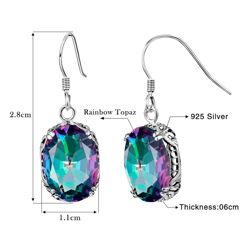 Damen-Ohrhänger aus 925er Sterling Silber mit Regenbogen-Mystic-Topas für Glanz und Eleganz