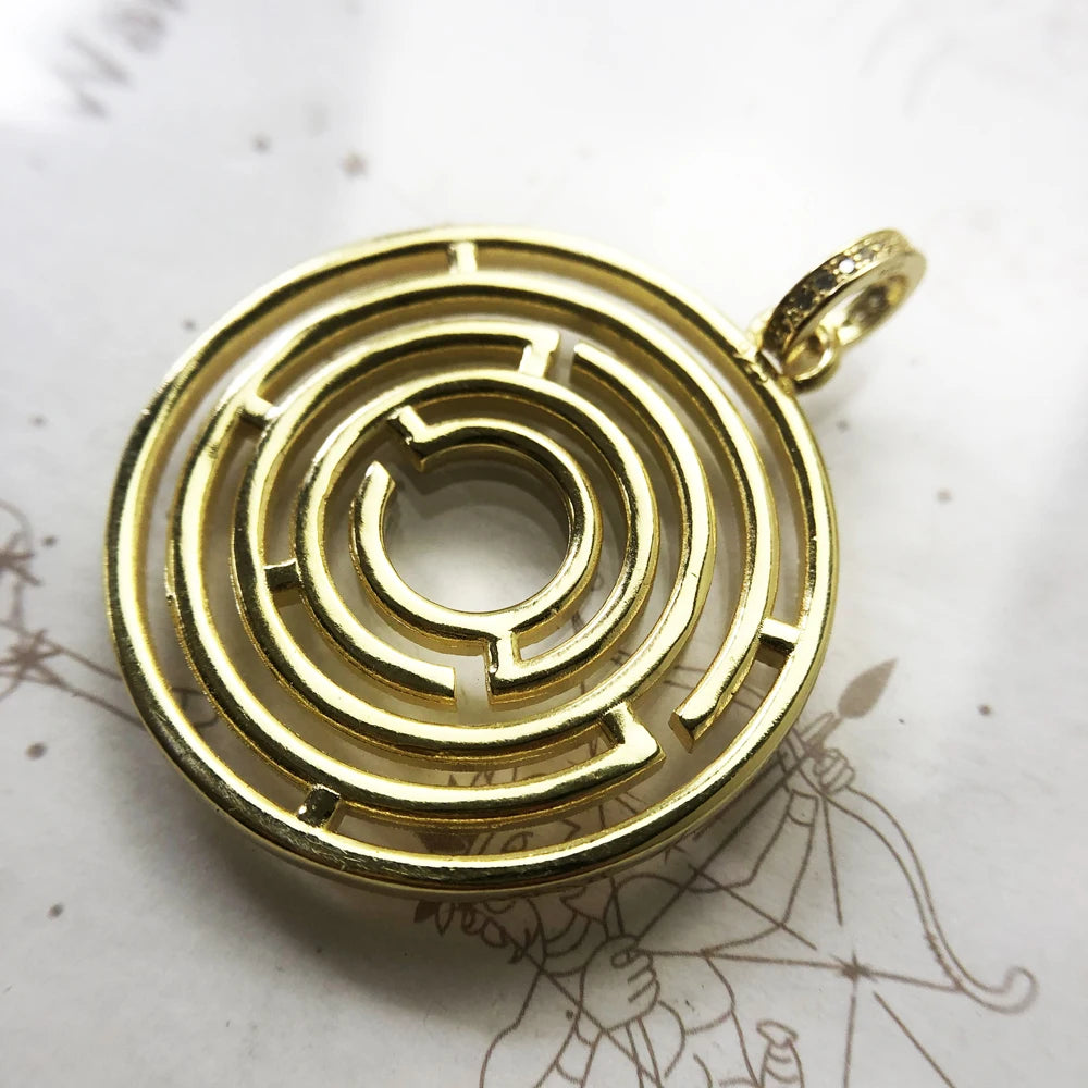 Damen-Charm-Anhaenger Labyrinth bunte Steine aus Sterlingsilber
