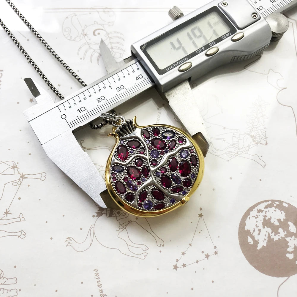 Damen-Halskette Granatapfel Fruchtbarkeit golden aus Sterlingsilber