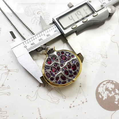 Damen-Halskette Granatapfel Fruchtbarkeit golden aus Sterlingsilber